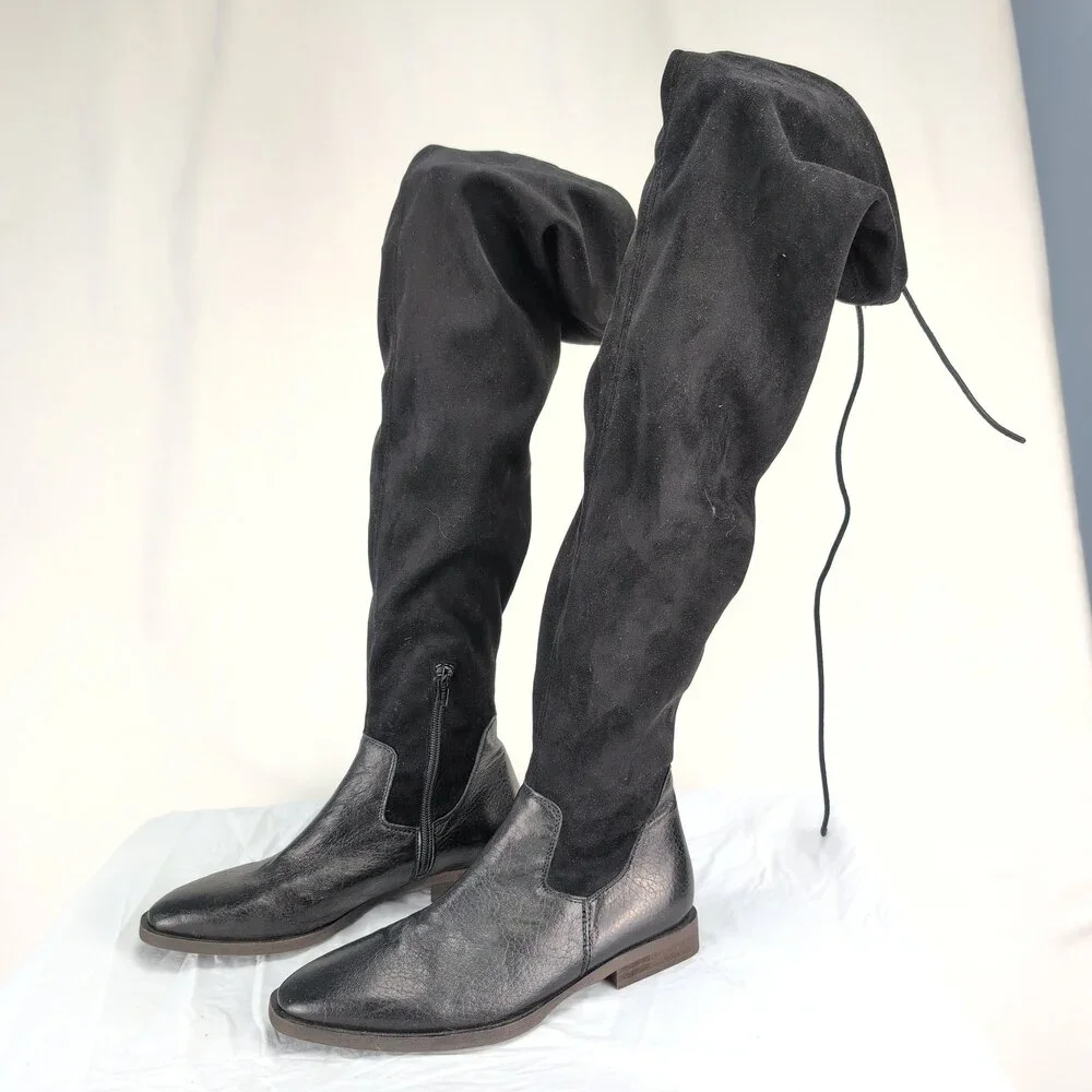 Free People Over-the-Knee Suede & Leather Boots Sz 5.5/6‎